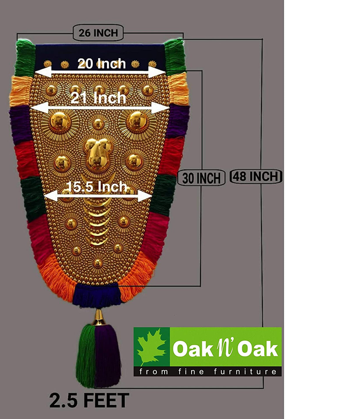 Kerala Nettipattam Wall Hanging | 2.5 Ft | Gold Plated Handmade Caparison