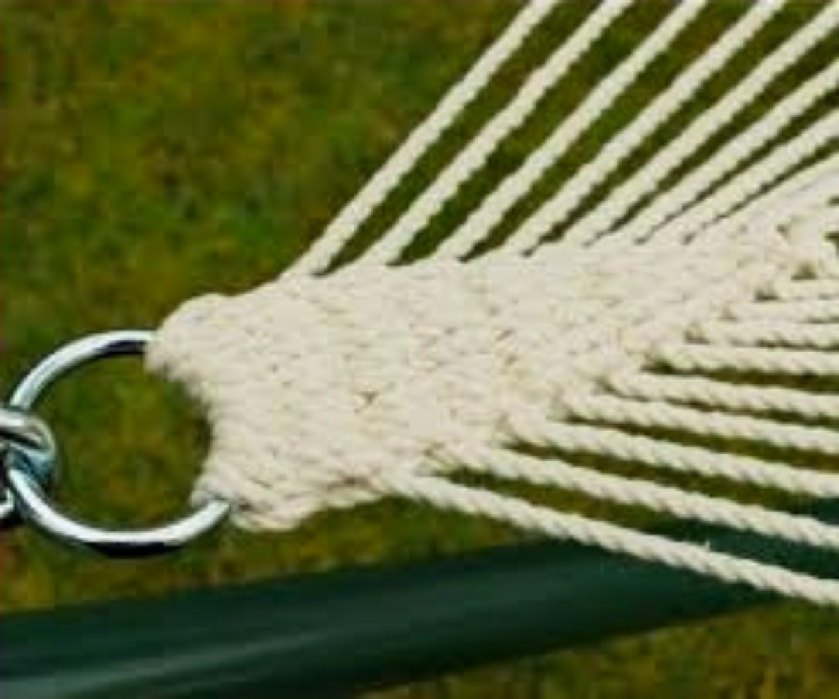Natural Cotton Rope Hammock | 4.7 Ft Wide | Double | Oak Spreader Bar