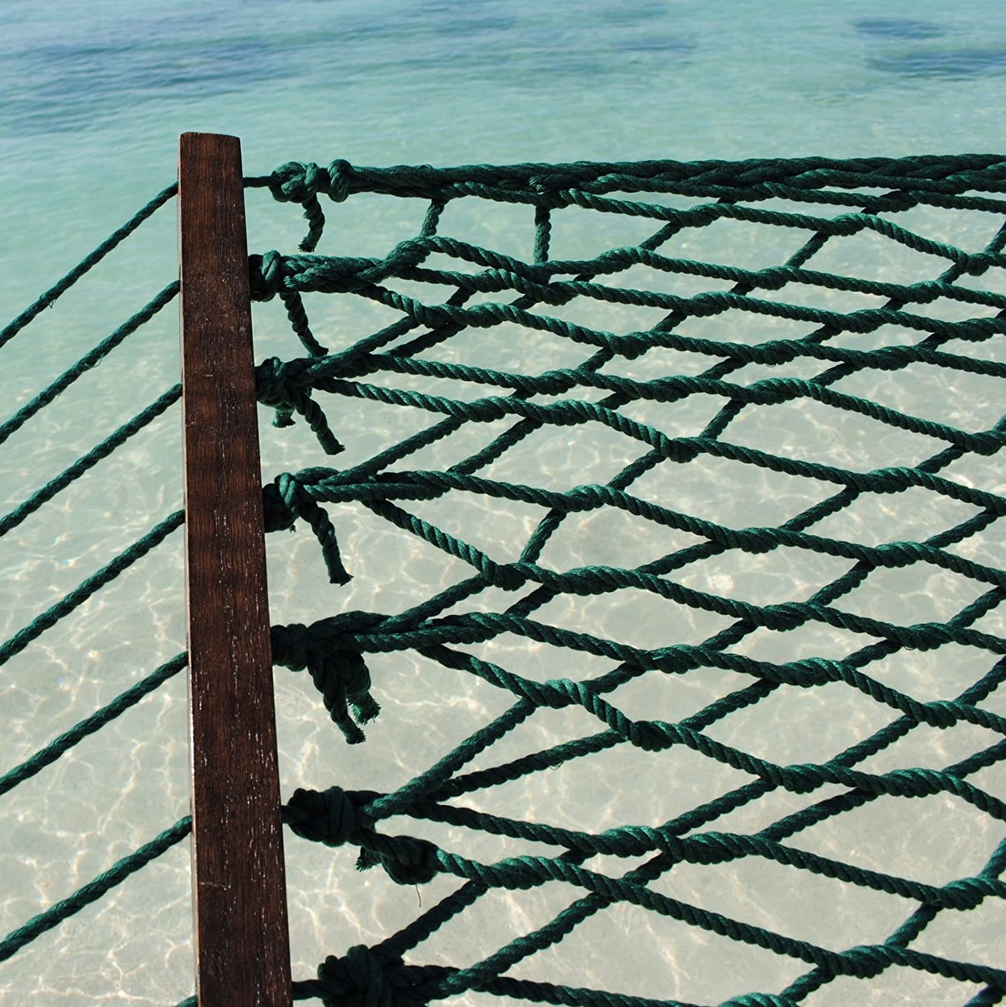 TWOTREE HAMMOCKS | 4 Ft. 7 in Wide x 13 Ft Overall Length | Green Colour Polyester Rope Hammock | Double