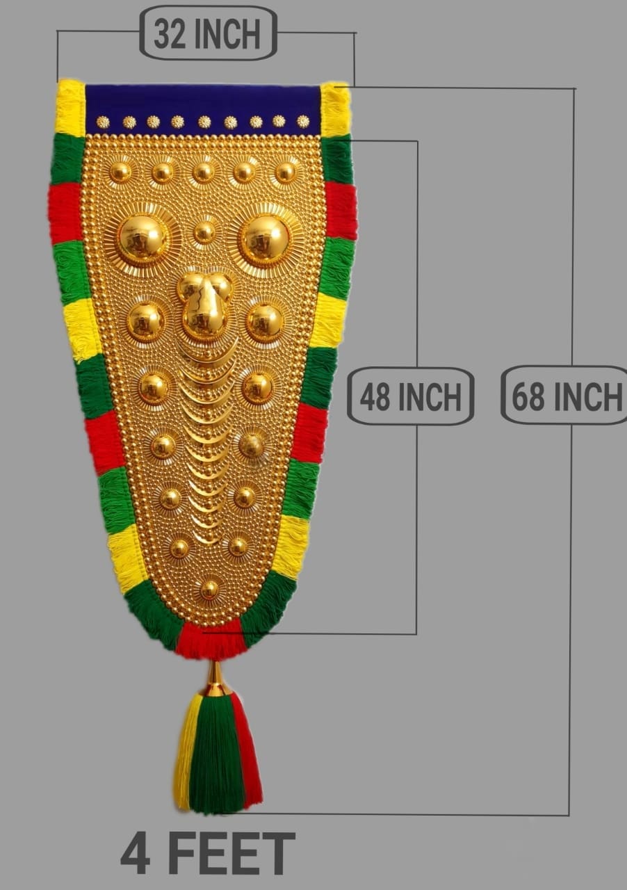 OAK N' OAK | 4 FEET | Kerala Traditional Gold Plated Ornamental Decorative Wall Hanging nettipattam (Caparison) by artisans from Kerala