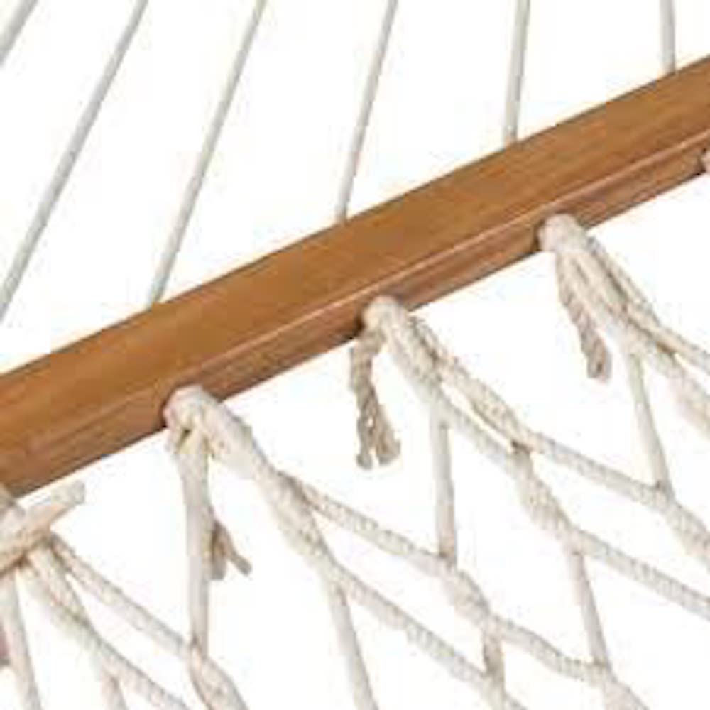 White Polyester Rope Hammock | 4.4 Ft Wide | Single | Oak Spreader Bar