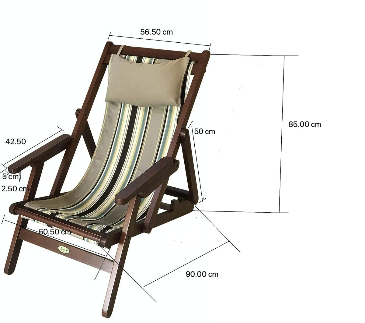 OAK N' OAK Easy Chair | Unshakable Foldable Hardwood Recliner | Head Pillow