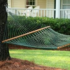 Green Polyester Rope Hammock | 4 Ft Wide | Handwoven Single | Oak Spreader Bar