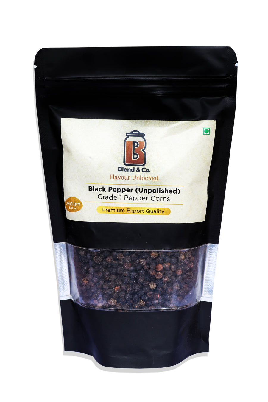 Kerala Black Pepper Whole | 12mm Extra Bold | 100% Natural | Blends & Co