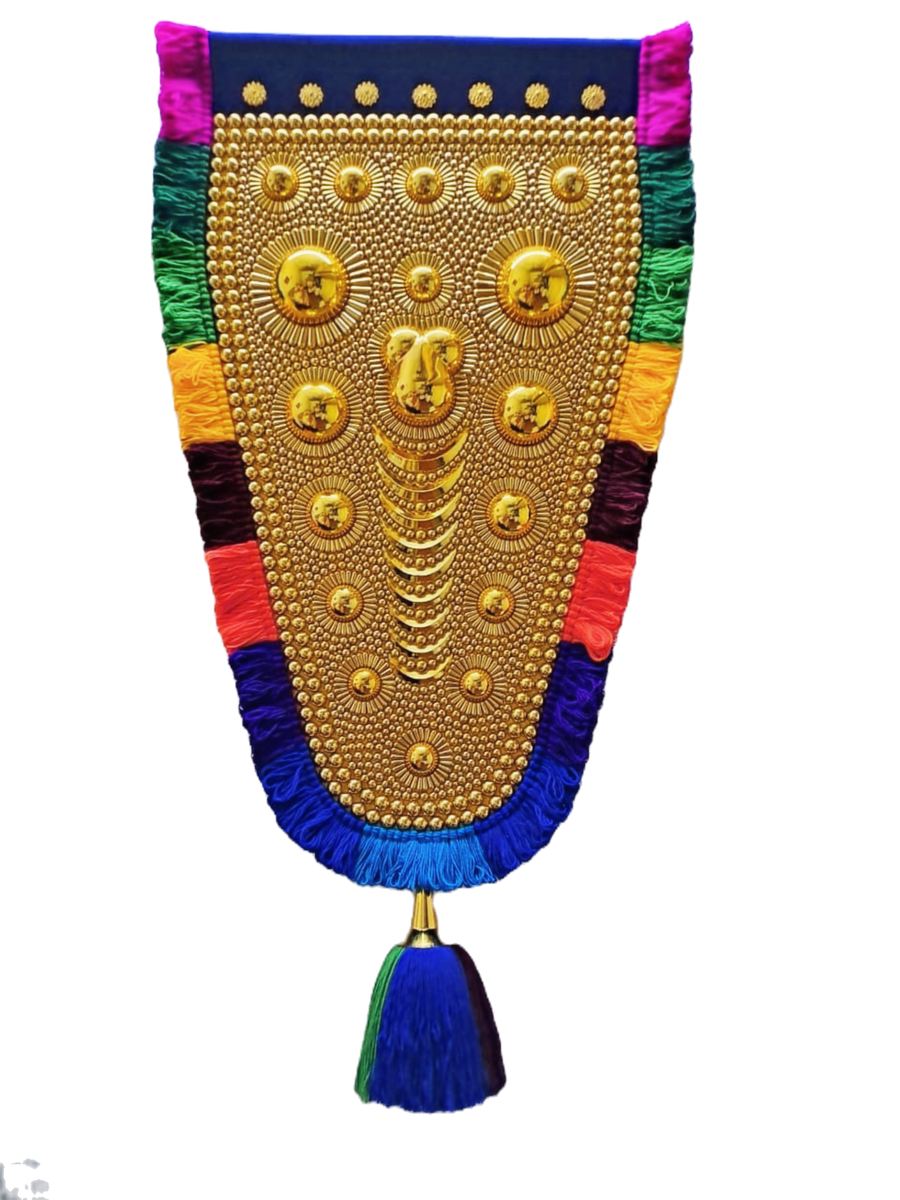 OAK N' OAK | 3 FEET | Kerala traditional gold plated ornamental decorative wall hanging nettipattam (caparison) by artisans from kerala