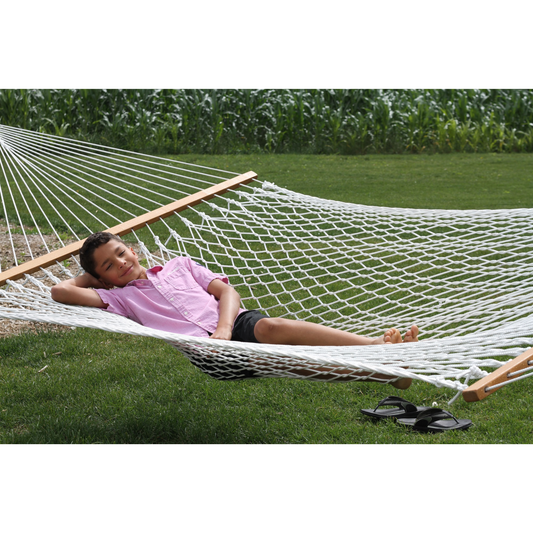 TWOTREE HAMMOCKS | 4 Ft Wide x  11 Ft Overall Length |White Colour Polyester Rope Hammock | Single