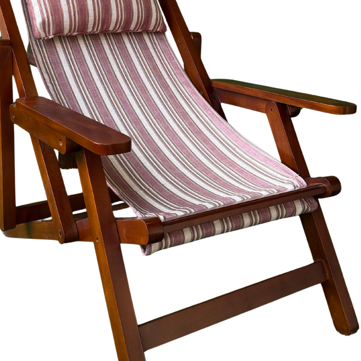 OAK N' OAK Easy Chair | Unshakable Foldable Hardwood Recliner | Head Pillow