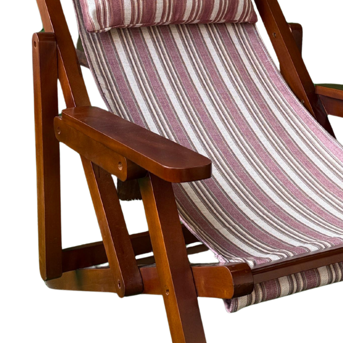 OAK N' OAK Easy Chair | Unshakable Foldable Hardwood Recliner | Head Pillow