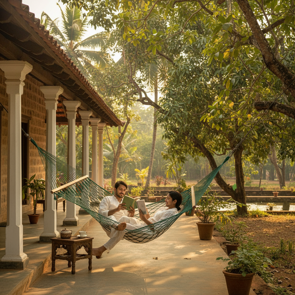 Green Double Hammock Kerala Farmhouse