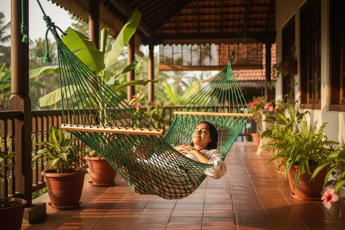 Green Single Hammock Kerala Verandah