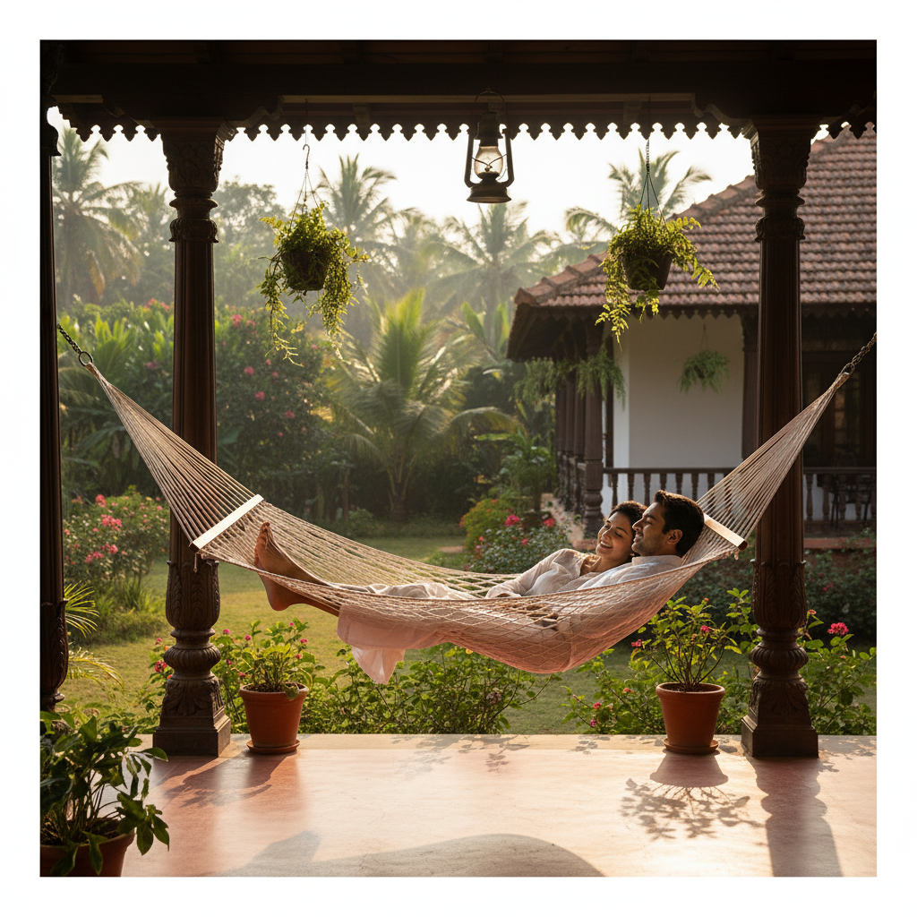 Natural Cotton Double Hammock Kerala Farmhouse