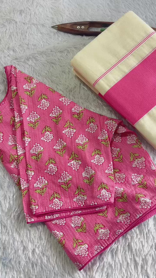 SATIEKA | Kattikara Set Mundu with ready made blouse